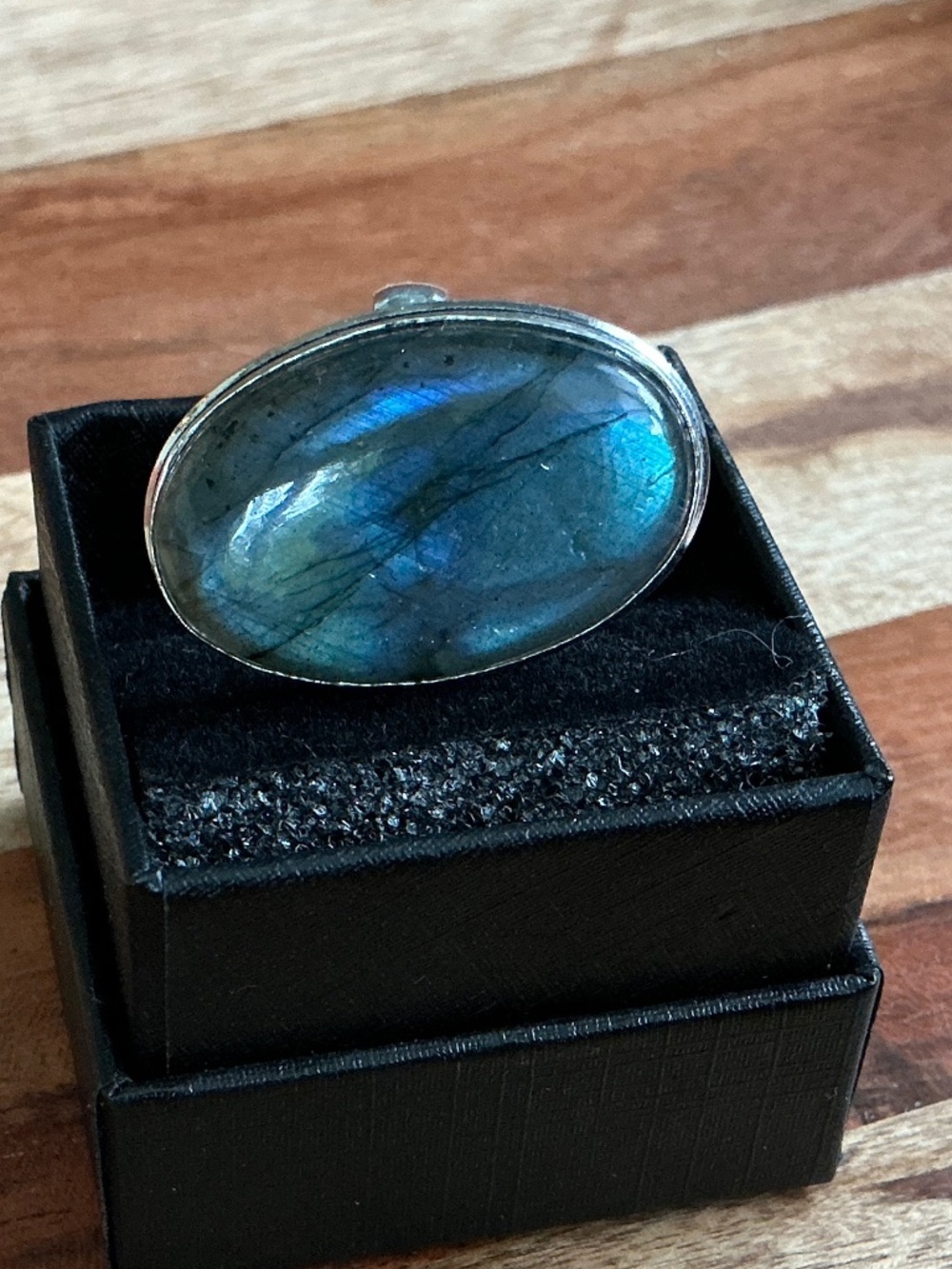 New Sterling Silver Blue Flash Labradorite Ring - Picture 11 of 14